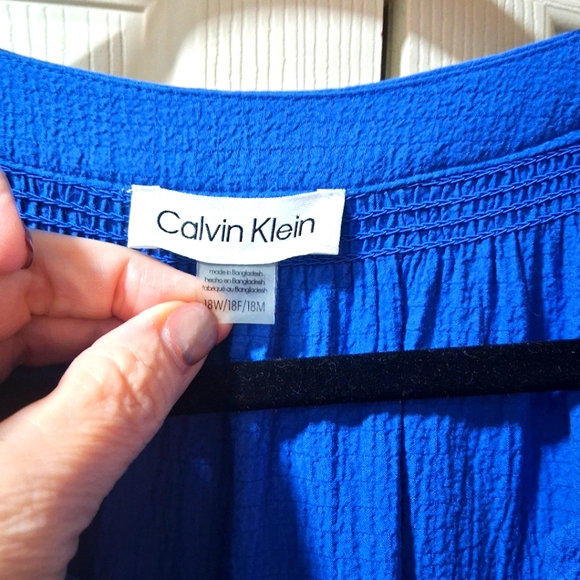 Calvin Klein Blue Flutter Sleeve Dress - Picture 3 of 7